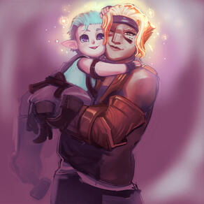 Breathing and her sweetheart, Lidlia. (Art by yours truly!)